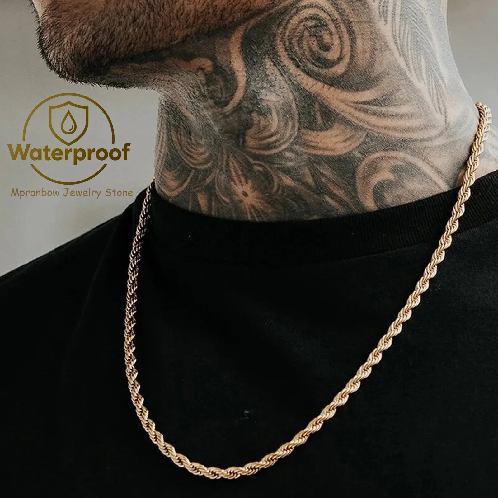 Men Twisted Rope Chain Necklace Jewelry