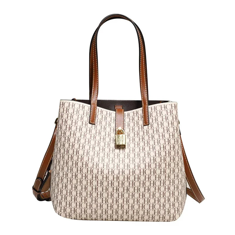 Large Capacity PU Crossbody Handbag with Letter Print for Women