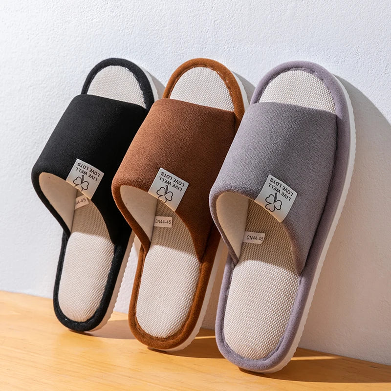 Men Linen Indoor House Slippers