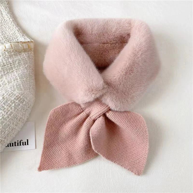 Women Winter Knitted Cross Strap Neck Scarf Shawl