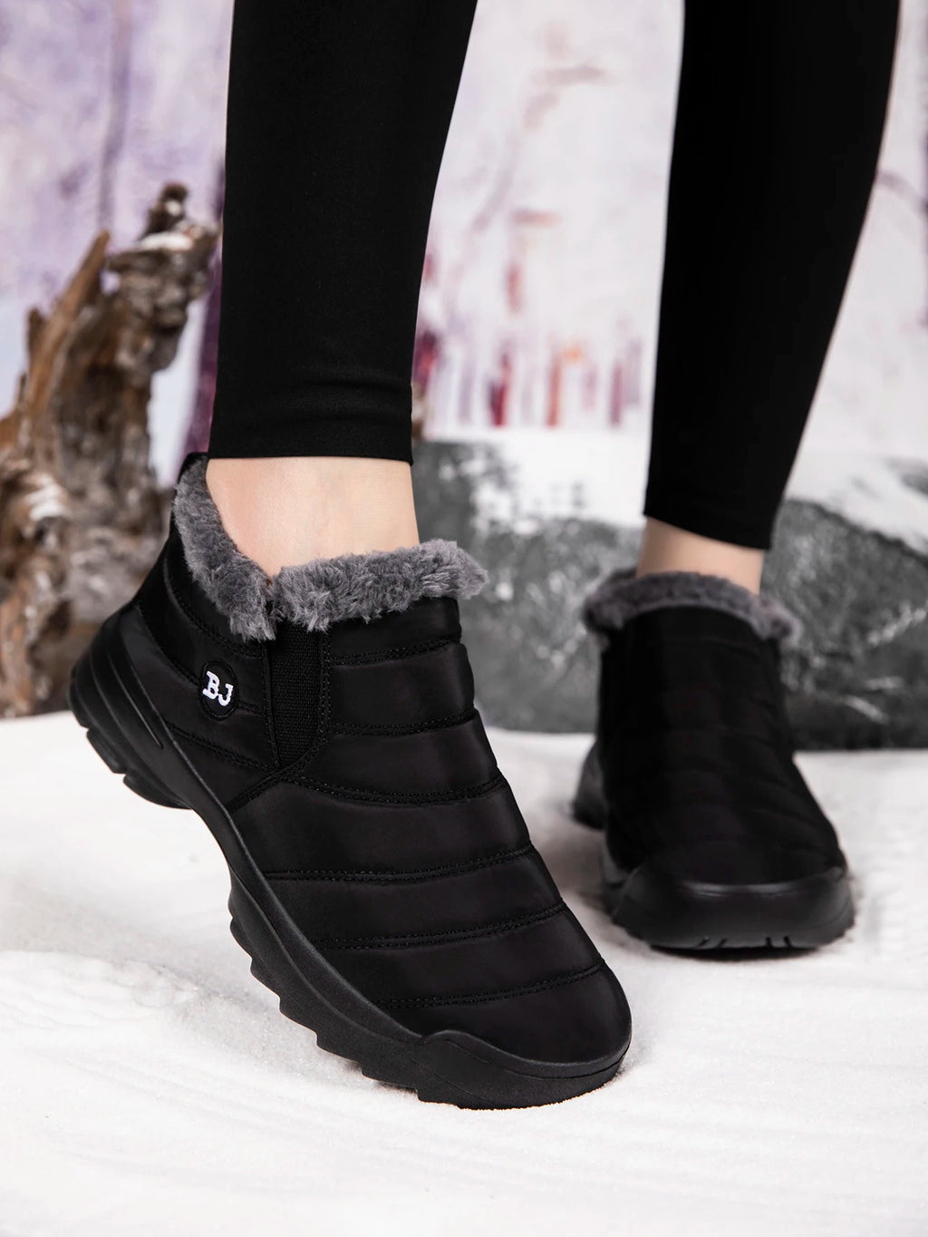 Men's Snow Boots, Winter Warm Shoes, Fuzzy Lining Windproof Hiking Boots, Winter Insulated Shoes, Fuzzy Lining Windproof Hiking Boots
