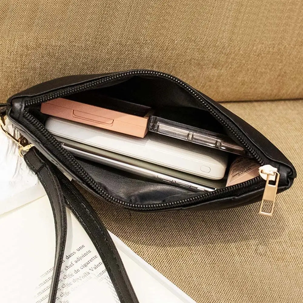 Leather Envelope Wristlet Clutch Wallet for Women