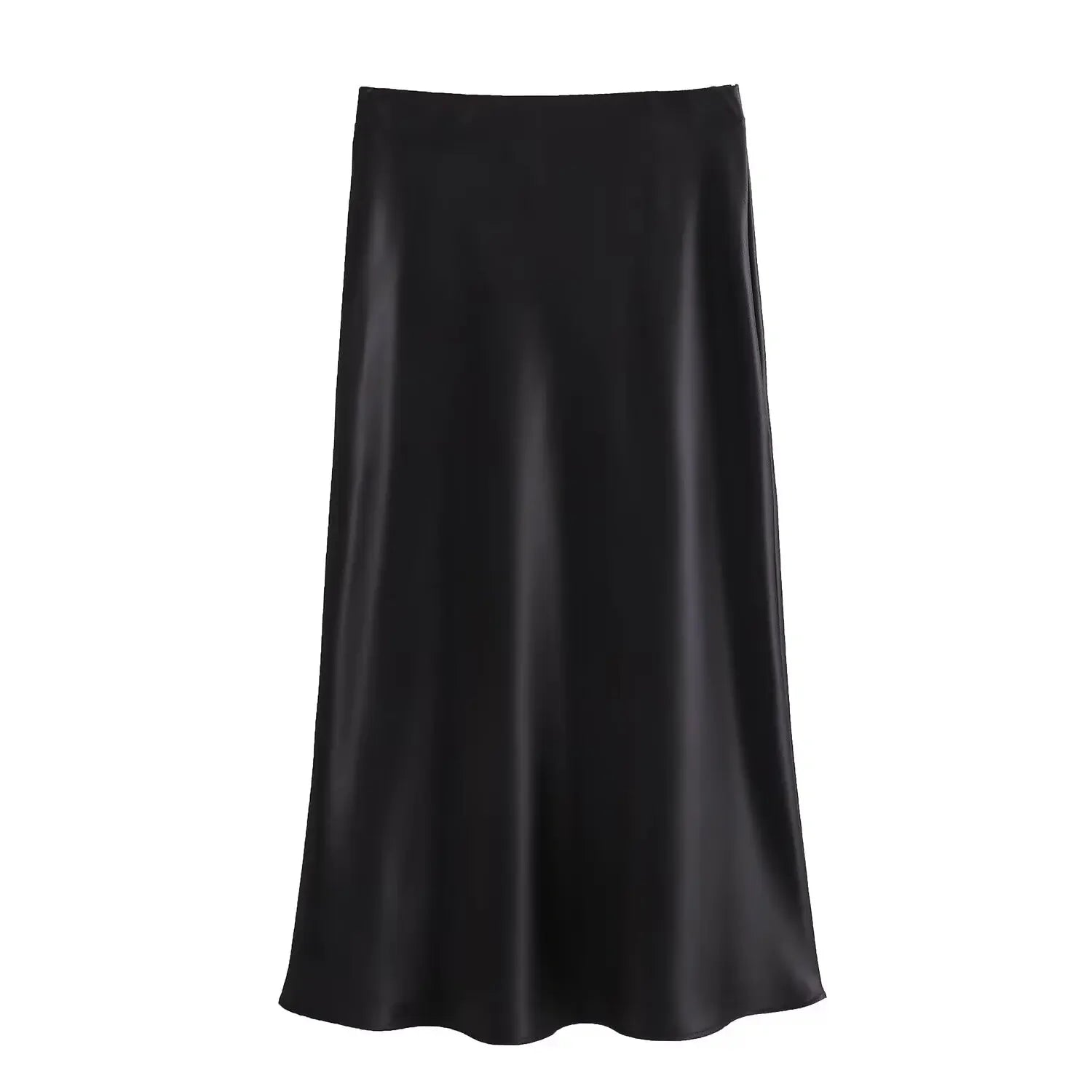 Women Black Satin Skirt