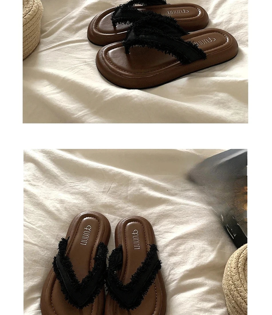 Women Open Toe Flat Beach Sandals