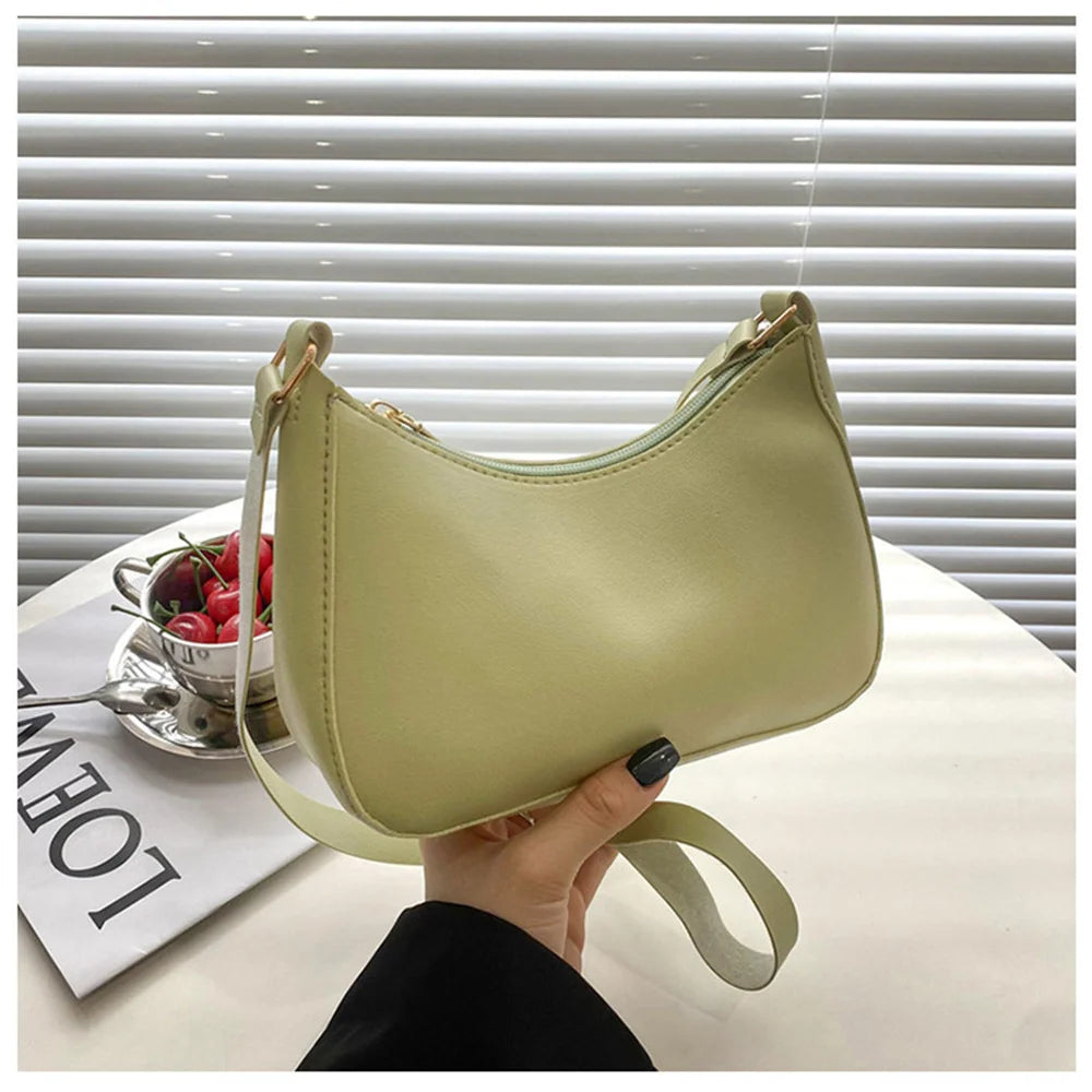 Shoulder Bags WOMEN'S Bag Underarm Bag  Handbags Retro Solid Color PU Leather Shoulder Underarm Bags Casual Women Hobos Handbags
