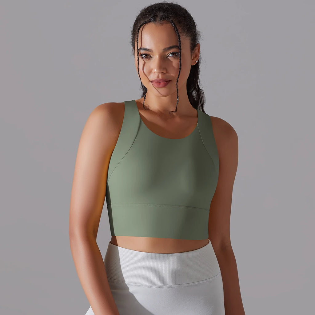 Women Nylon Sports Elastic Crop Top