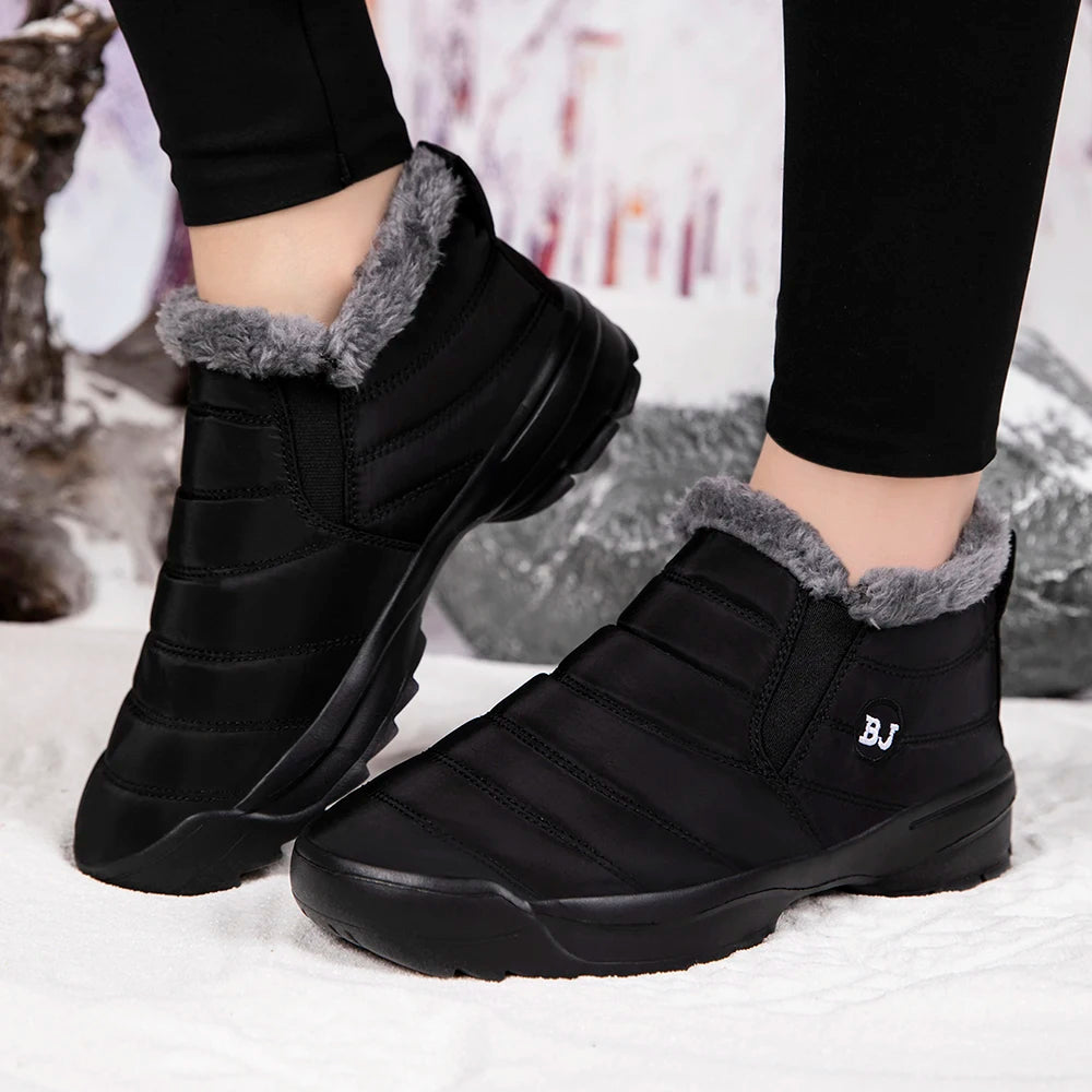 Men's Snow Boots, Winter Warm Shoes, Fuzzy Lining Windproof Hiking Boots, Winter Insulated Shoes, Fuzzy Lining Windproof Hiking Boots