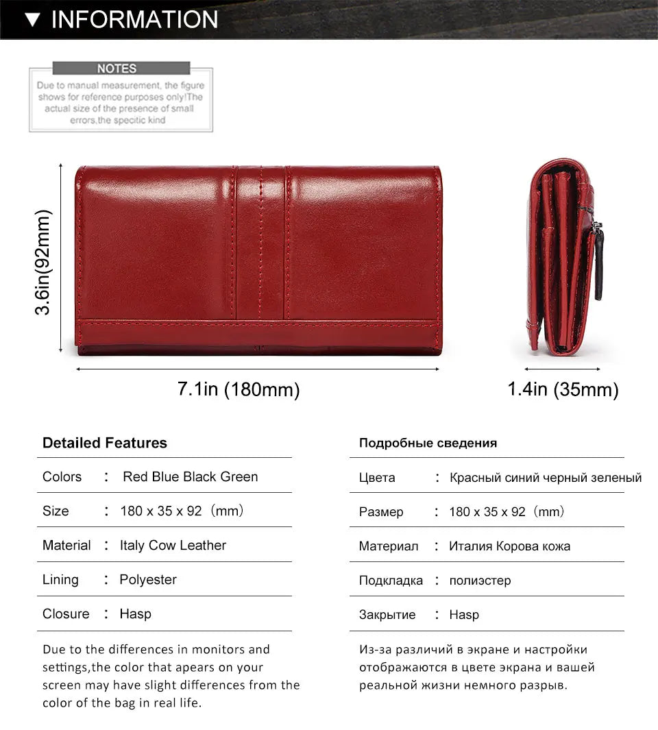 Genuine Leather RFID Blocking Clutch Wallet for Women