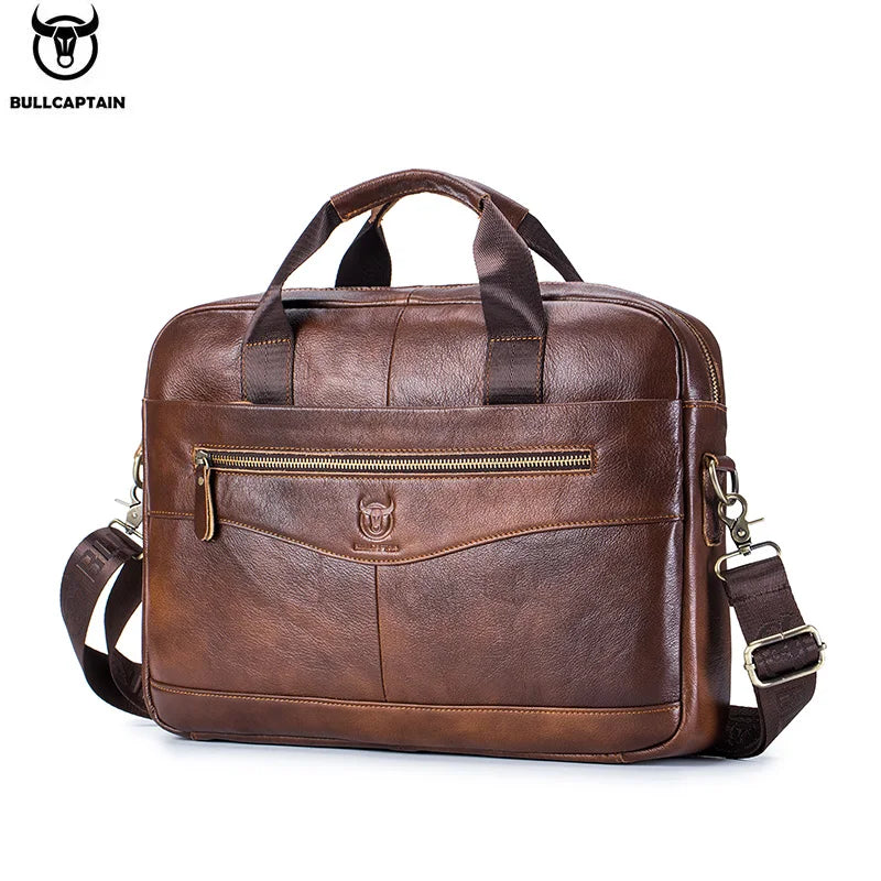 Genuine Leather Laptop Briefcase Messenger Bag for Men