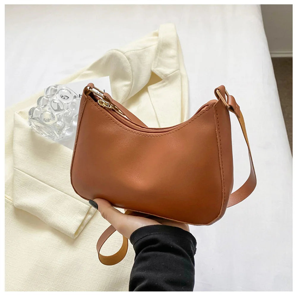 Shoulder Bags WOMEN'S Bag Underarm Bag  Handbags Retro Solid Color PU Leather Shoulder Underarm Bags Casual Women Hobos Handbags