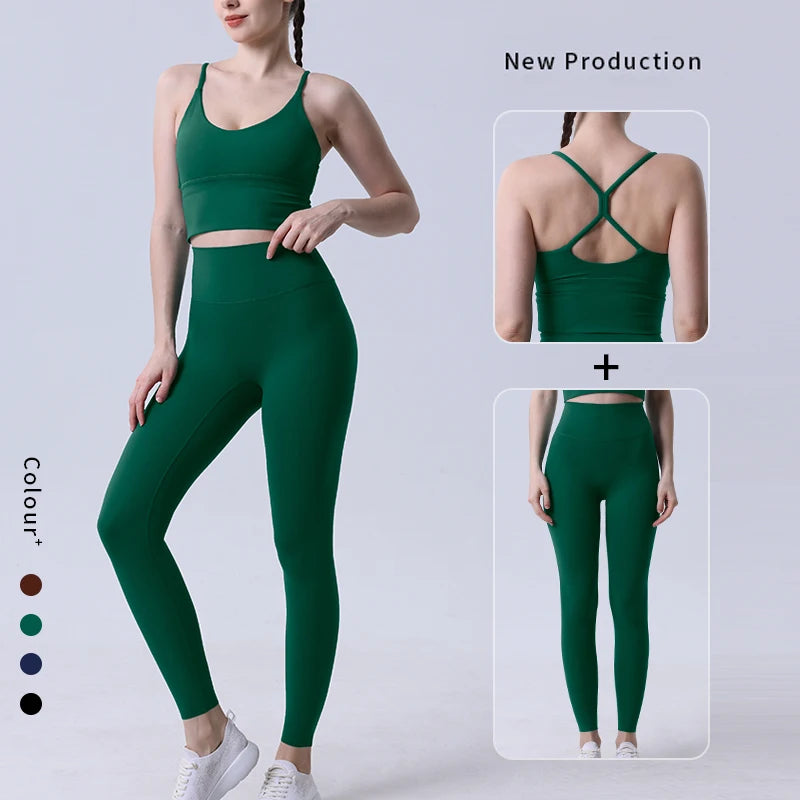 Women 2 Piece Sports Bra and Leggings Fitness Bodysuit