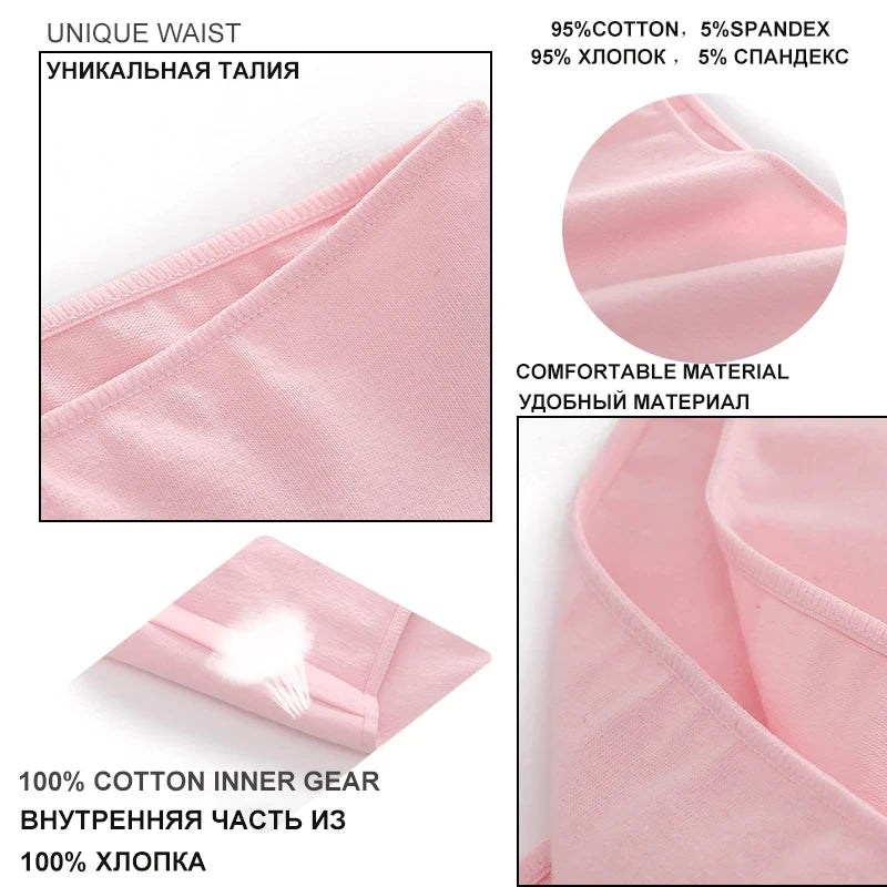 Seamless Cotton Low Waist Brief Panties for Women Breathable Solid Color Underwear
