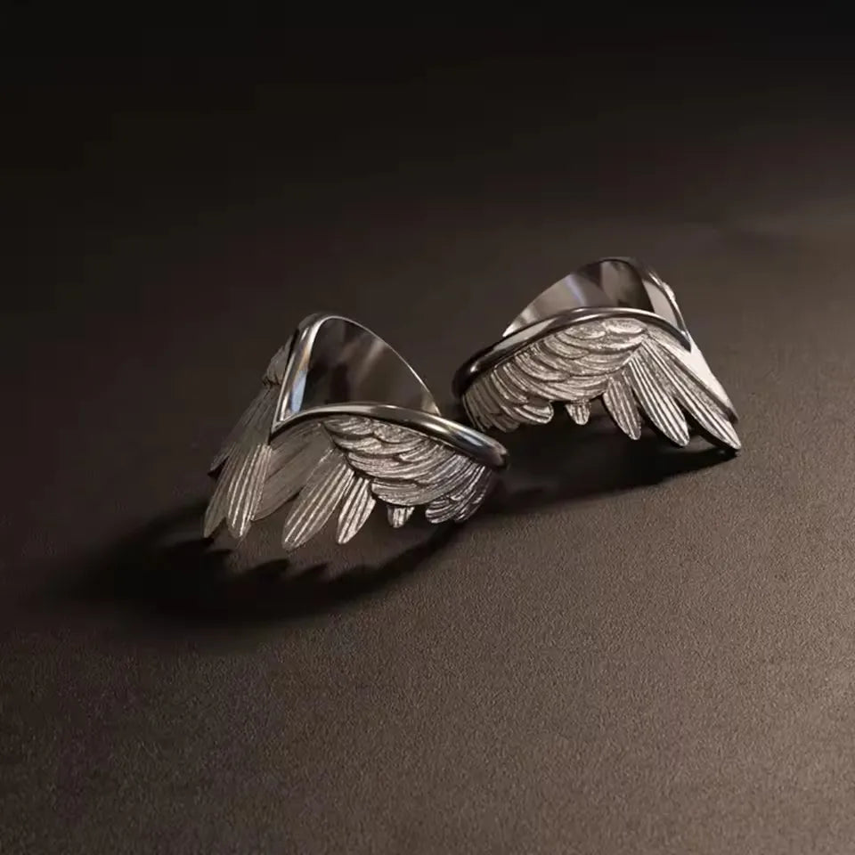 Women Retro Angel Wing Adjustable Gothic Ring Jewelry