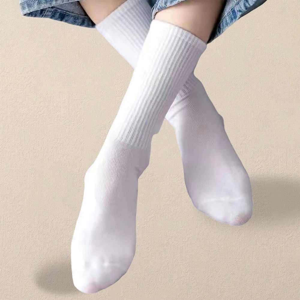 5 Pack Solid Color Breathable Antibacterial Socks for Women