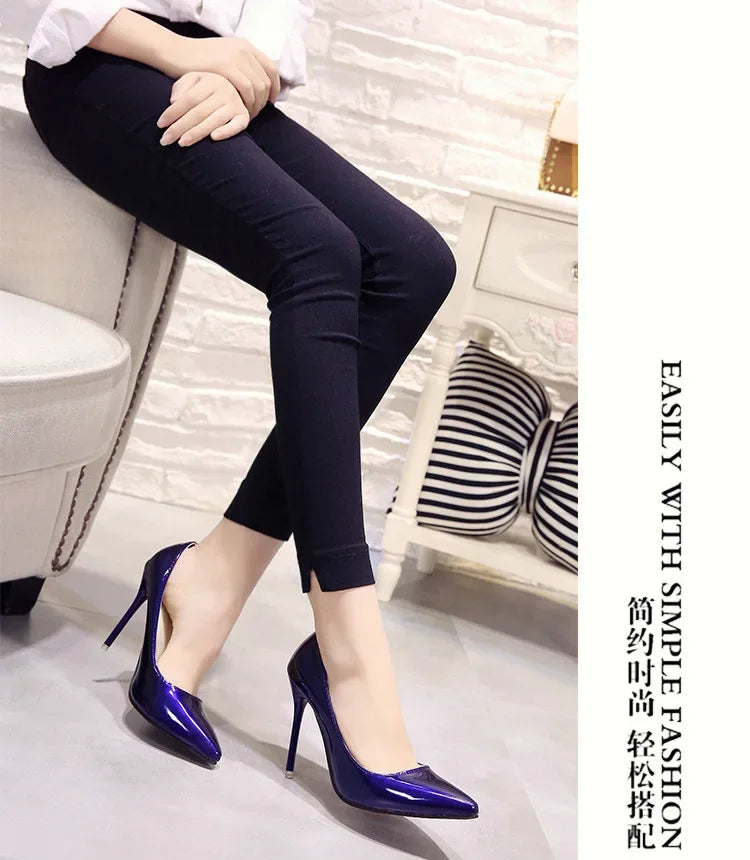 Women Nude Patent Leather Pumps
