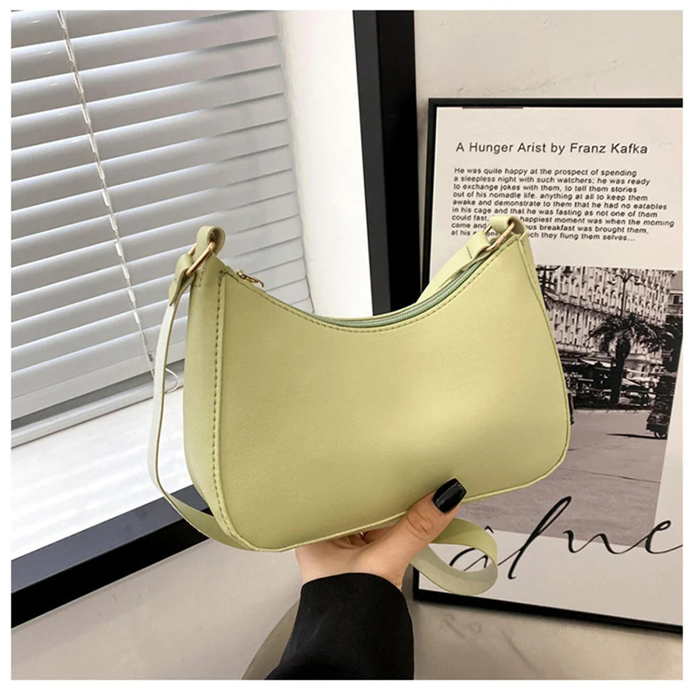 Shoulder Bags WOMEN'S Bag Underarm Bag  Handbags Retro Solid Color PU Leather Shoulder Underarm Bags Casual Women Hobos Handbags