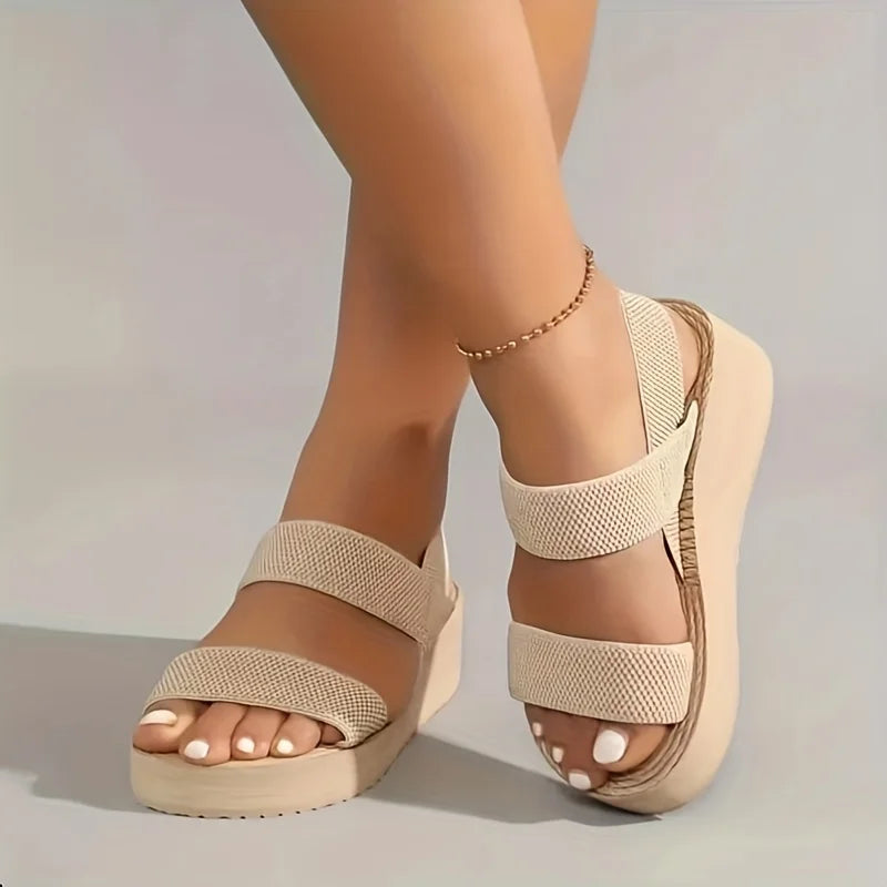 Women Minimalist Open Toe Wedge Sandals