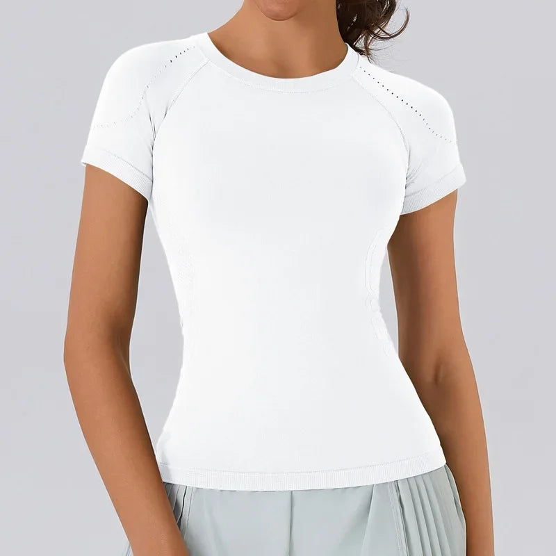 Women Yoga T Shirt Breathable Stretch Fitness Active Top