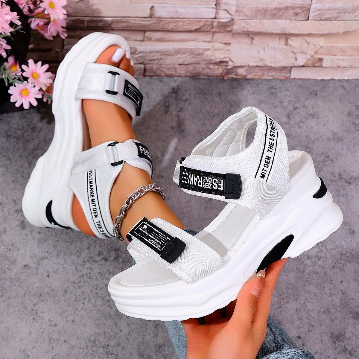 Women Platform Wedge Velcro Sandals