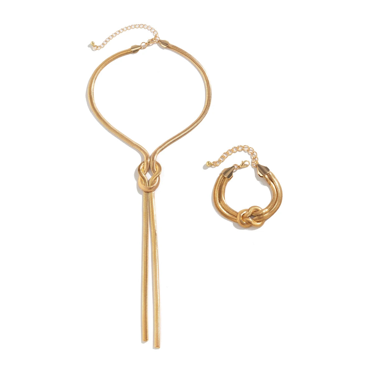 Women Snake Chain Necklace Bracelet Set