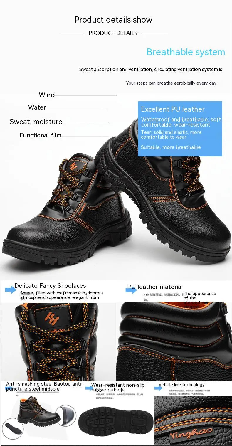 Wear-resisting Men Work Boots Anti-smash Anti-puncture Work Sneakers Waterproof Boots Indestructible Protective Tactical Boots