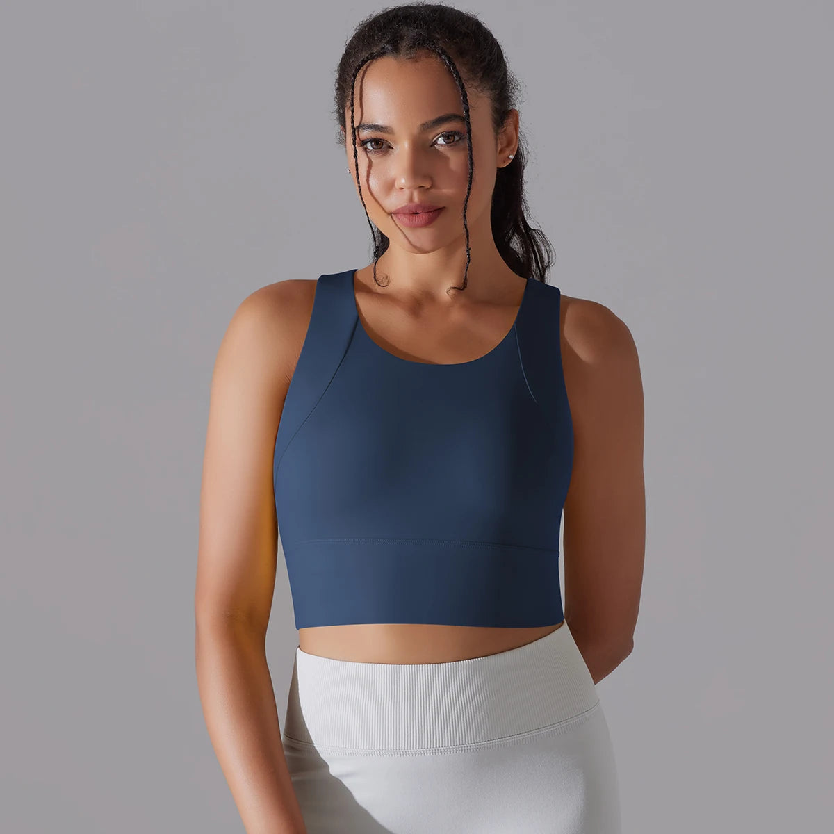Women Nylon Sports Elastic Crop Top