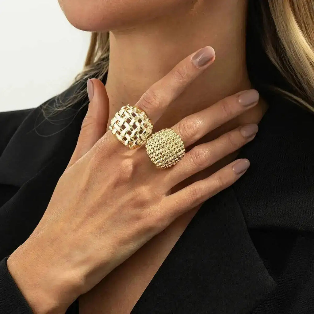 Women Vintage Geometric Adjustable Open Ring Set Jewelry