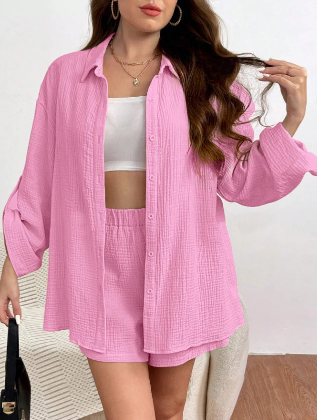 Women Casual 2 Piece Set Loose Top and Shorts Summer Outfit
