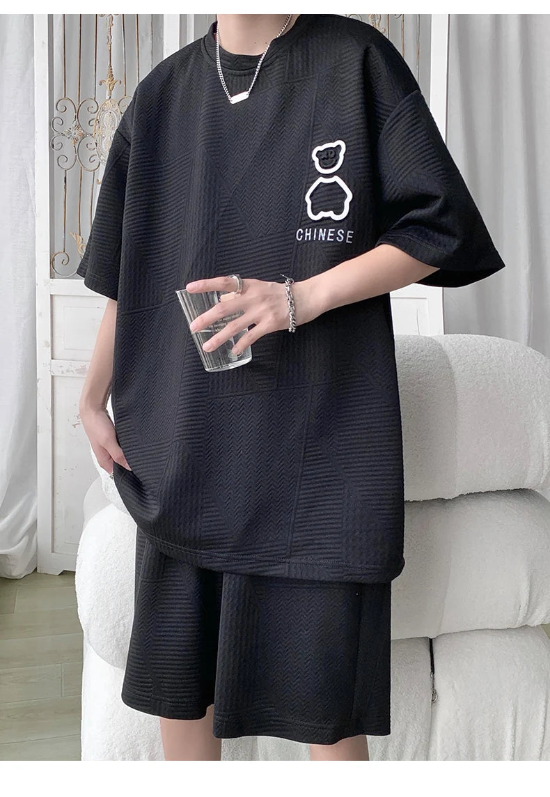 Men Short Sleeve T Shirt and Shorts Sportswear Set