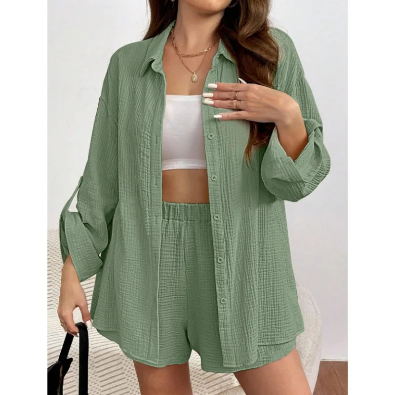 Women Casual 2 Piece Set Loose Top and Shorts Summer Outfit