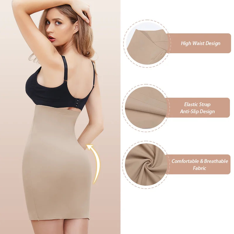 High Waist Tummy Control Shapewear Half Slip for Women