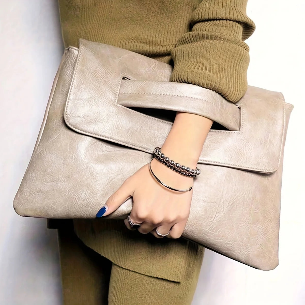 Vintage PU Leather Envelope Evening Bag for Women