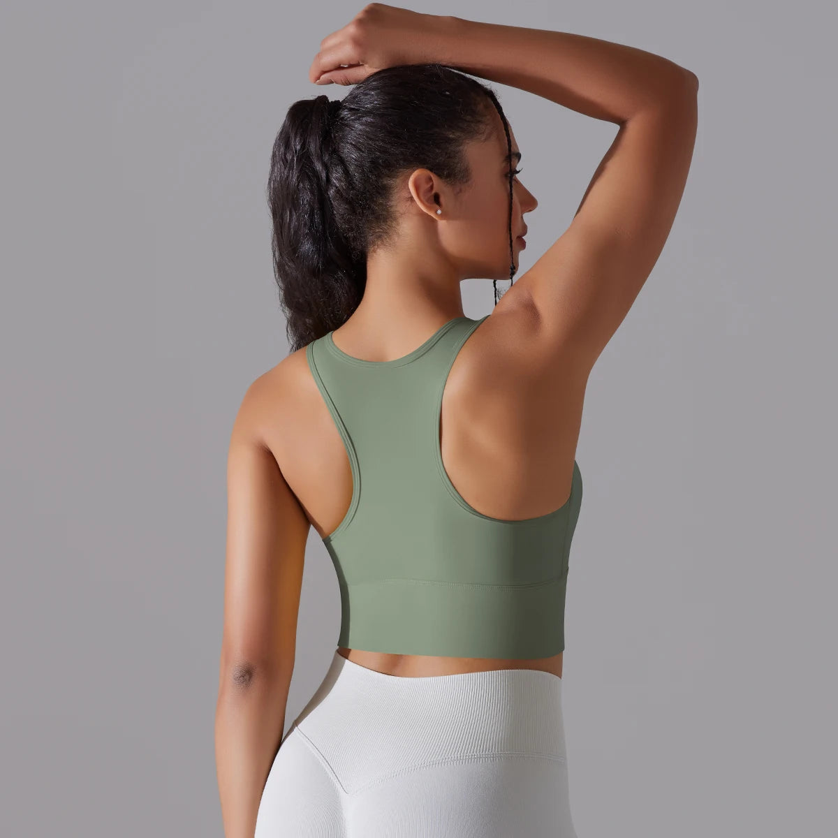 Women Nylon Sports Elastic Crop Top