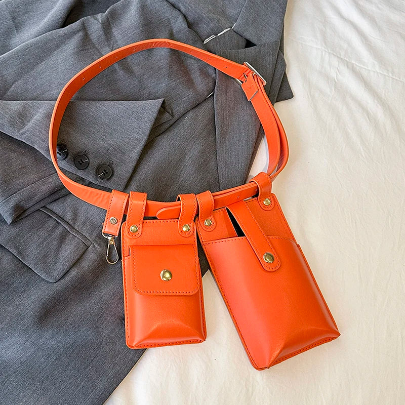 Candy Color Leather Waist Crossbody Fanny Pack for Women