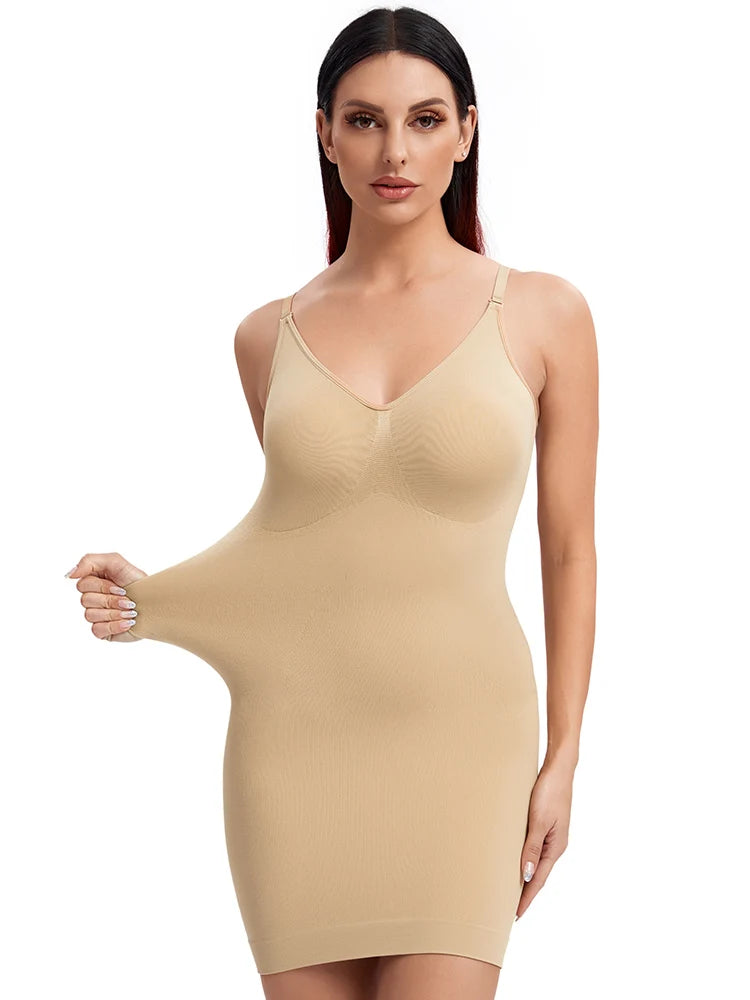 V Neck Full Body Shapewear Slip Dress for Women