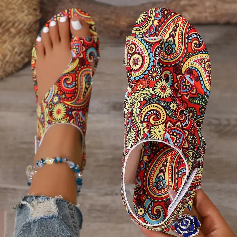 Women Printed Bohemia Roman Style Flat Sandals