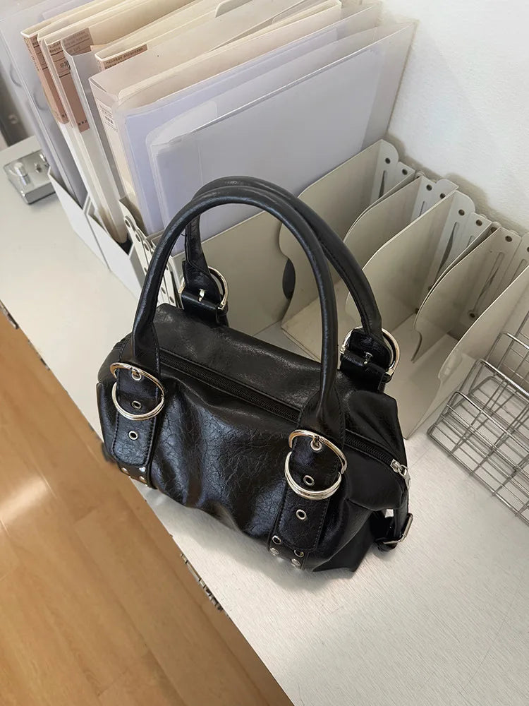 Rivet PU Leather Motorcycle Shoulder Bag for Women