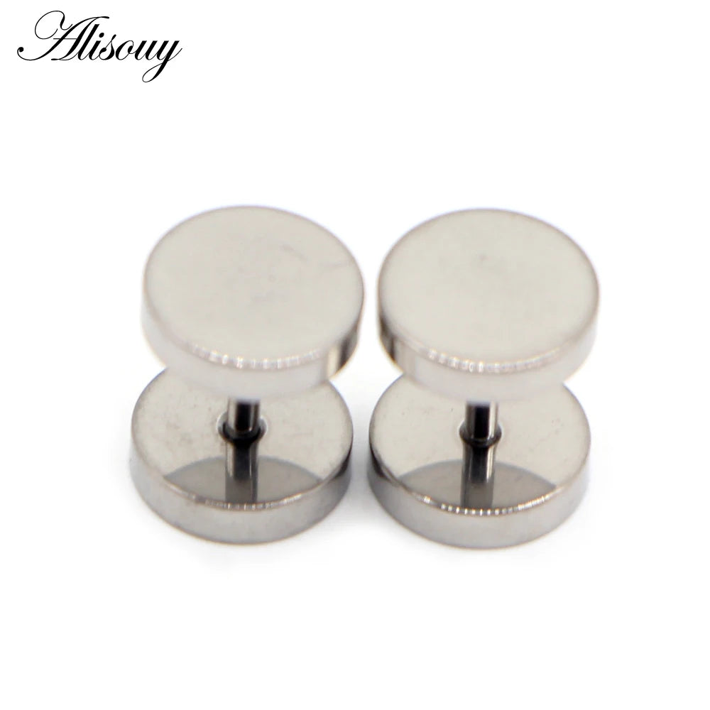 Men Barbell Stainless Steel Stud Earrings