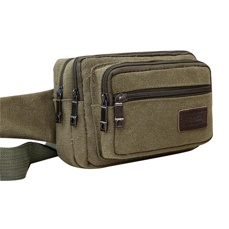 High Capacity Canvas Sports Waist Bag for Men