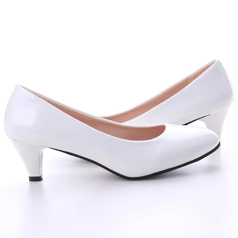 Women Medium Heel Nude Pumps