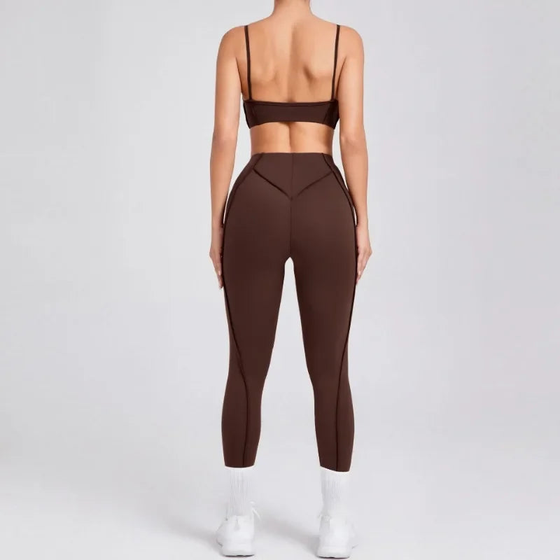 Women Yoga Set Sports Bra and High Waist Shorts Fitness Outfit