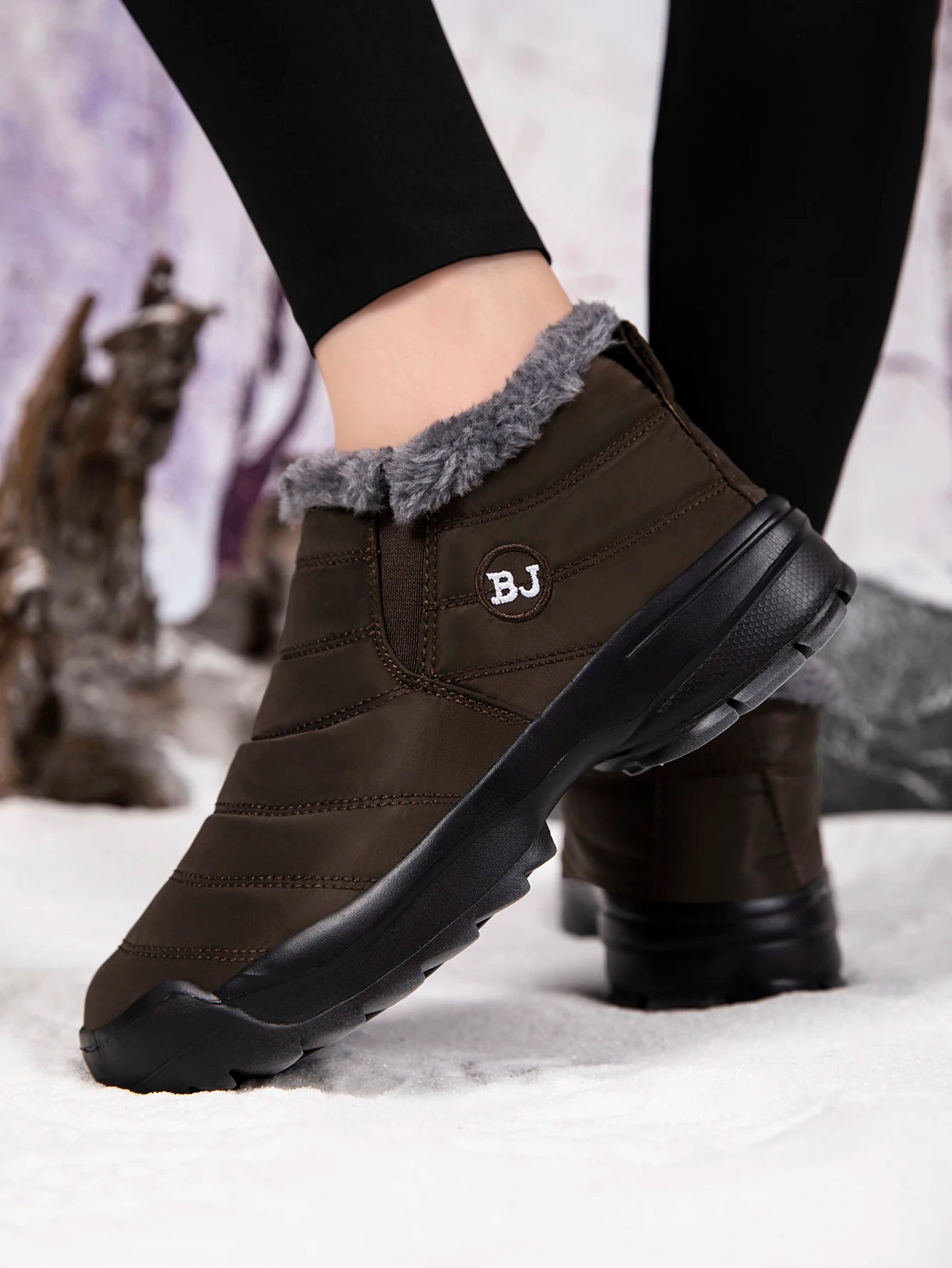 Men's Snow Boots, Winter Warm Shoes, Fuzzy Lining Windproof Hiking Boots, Winter Insulated Shoes, Fuzzy Lining Windproof Hiking Boots