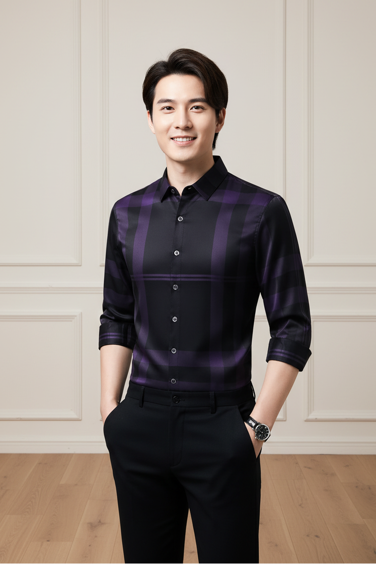 Men Printed Wrinkle Free Long Sleeve Shirt