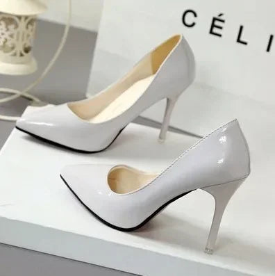 Women Nude Patent Leather Pumps