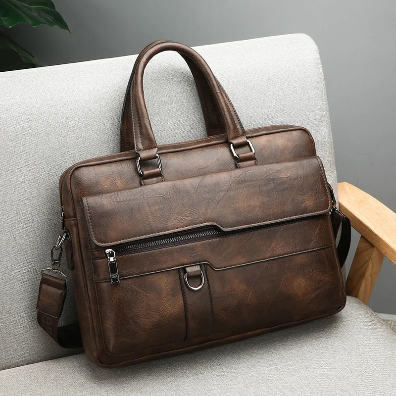 Waterproof Minimalist Business Laptop Briefcase Shoulder Bag for Men