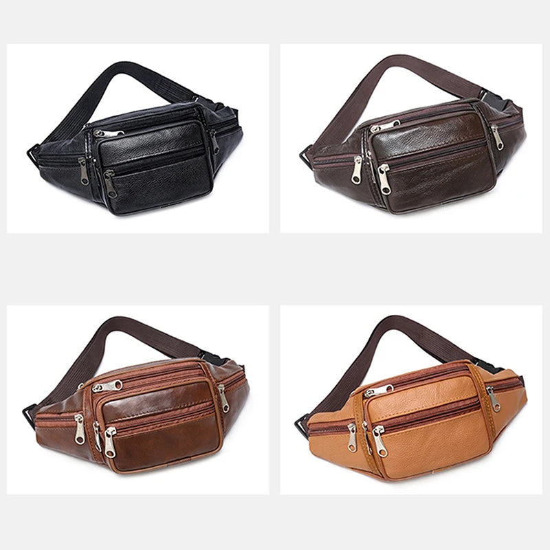 PU Leather Waist Belt Fanny Pack Bag for Men