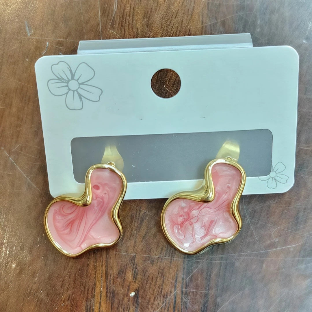 Women Abstract Cloud Color Stud Earrings Minimal Fashion Jewelry