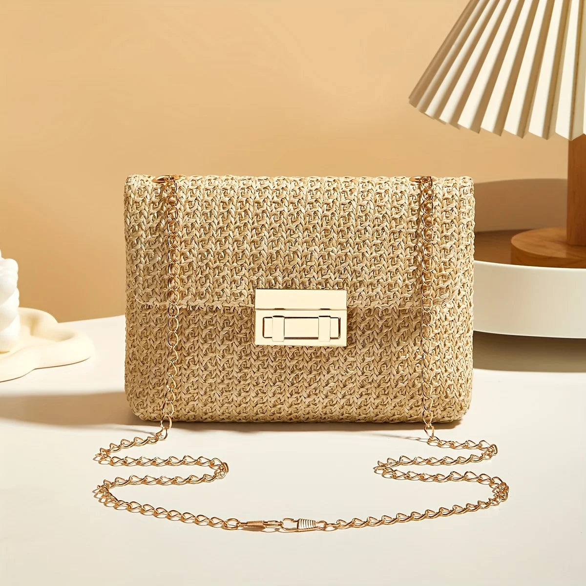 Woven Straw Shoulder Crossbody Bag for Women