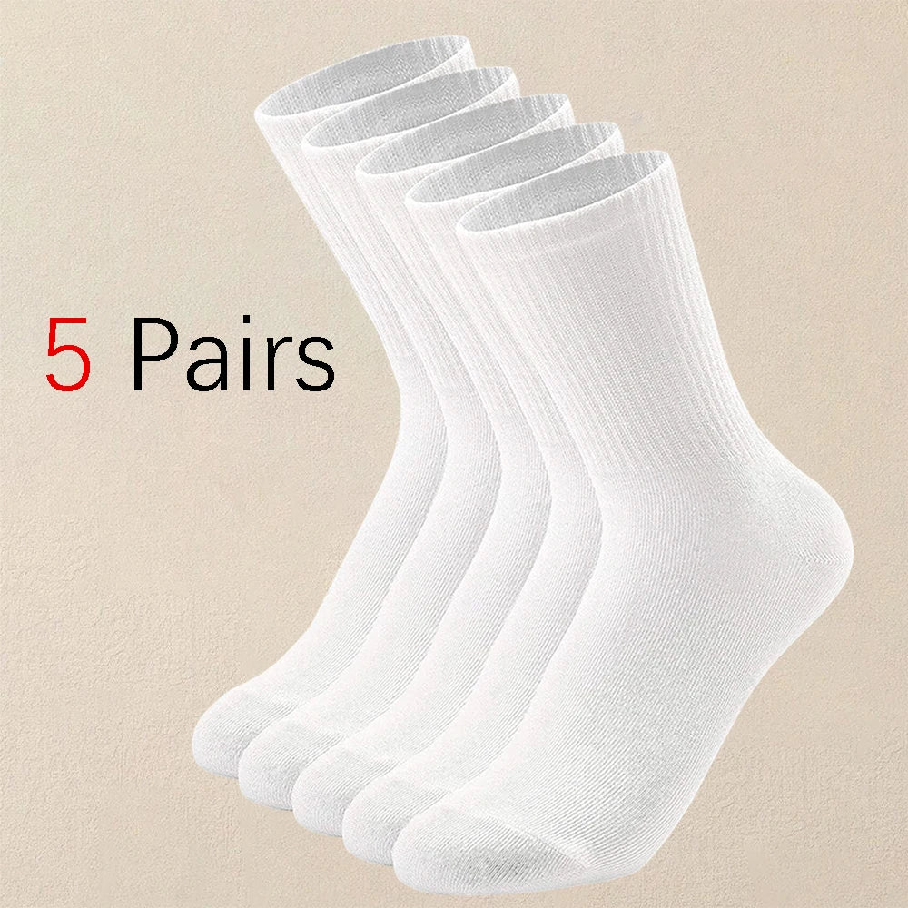5 Pack Solid Color Breathable Antibacterial Socks for Women