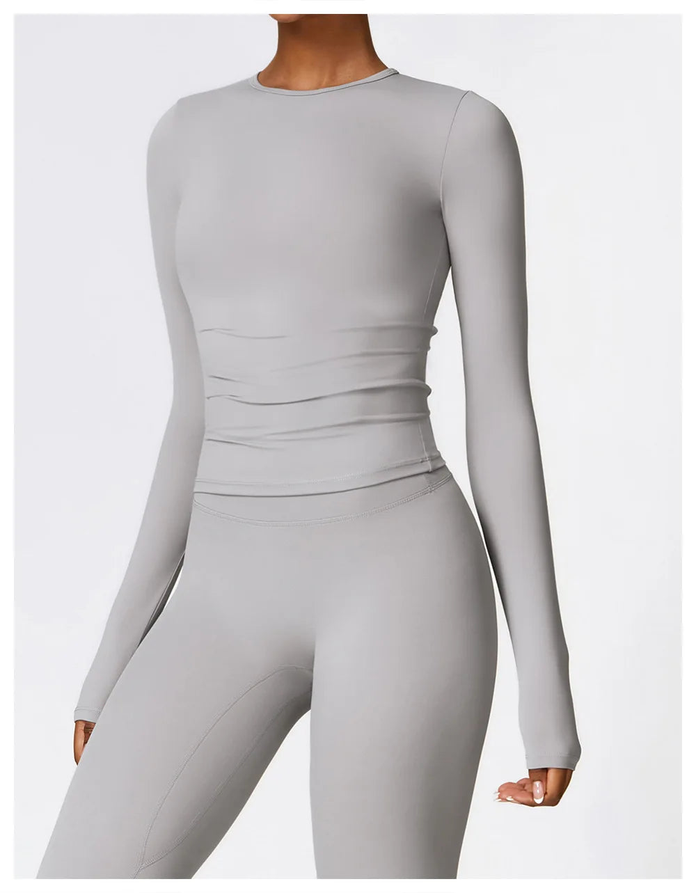 Women Long Sleeve Crop Yoga Top Quick Dry Fitness Shirt